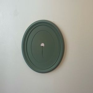 Original art acrylic chive blossom painting on Vintage wood frame One of a kind